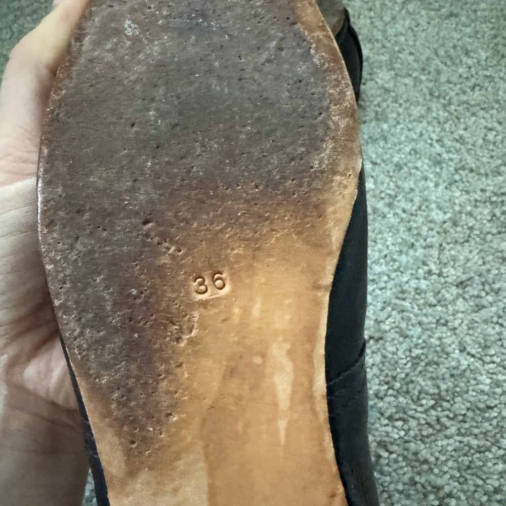 E. Porselli Black Leather Ballet Flats, size 36 - Picture 5 of 6